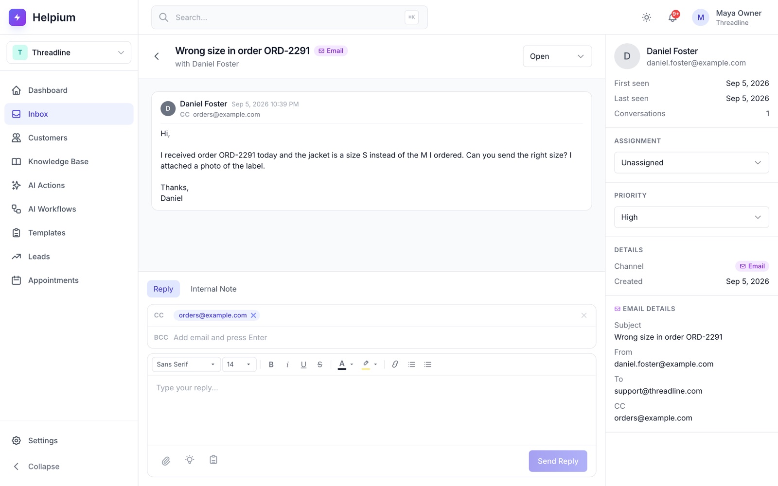 A helpdesk for your product: users answered, tickets resolved, bugs escalated.