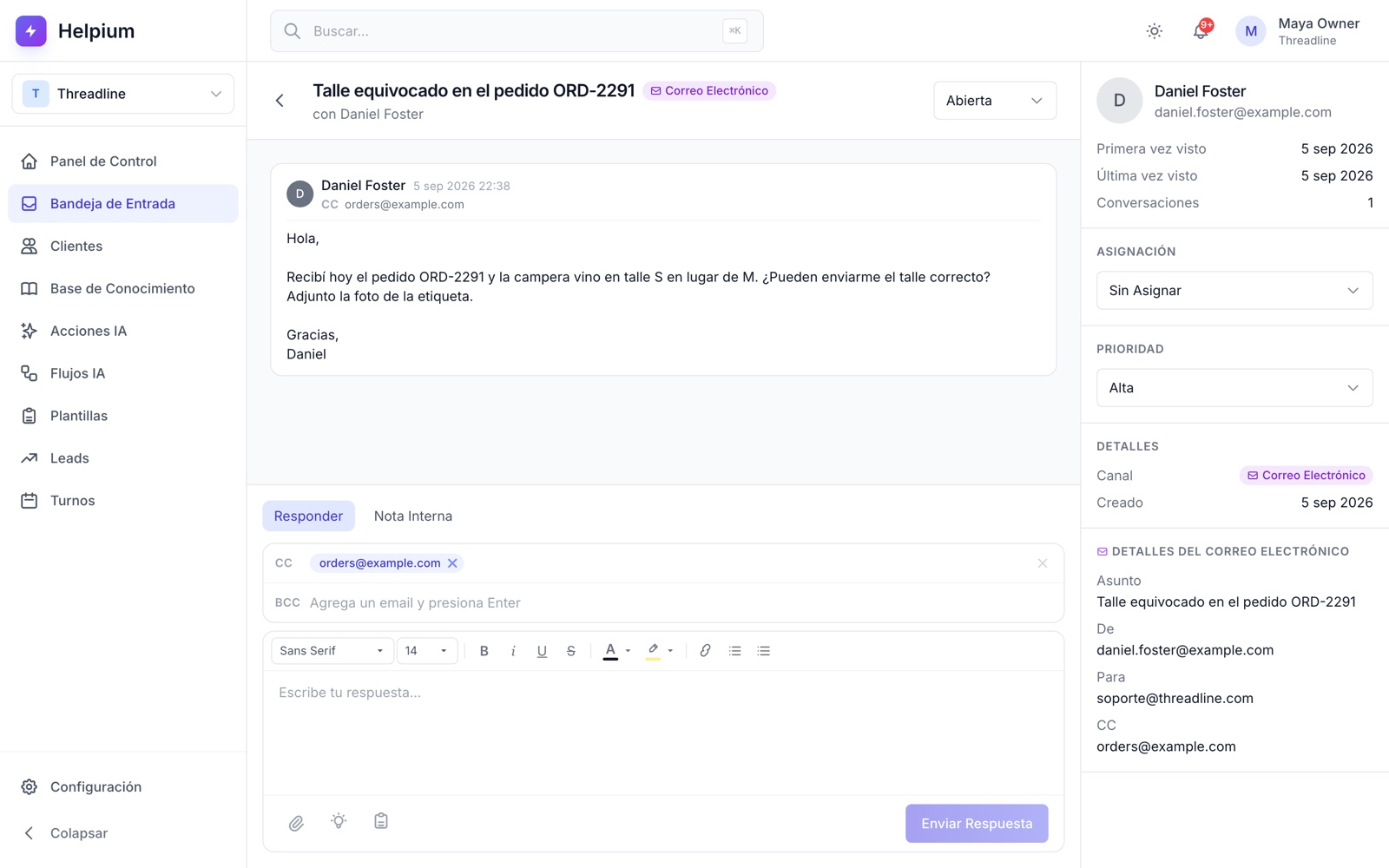 Un helpdesk para tu producto: usuarios respondidos, tickets resueltos, bugs escalados.